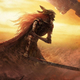 Elden Ring art shows Malenia Blade of Miquella in front of a setting sun.